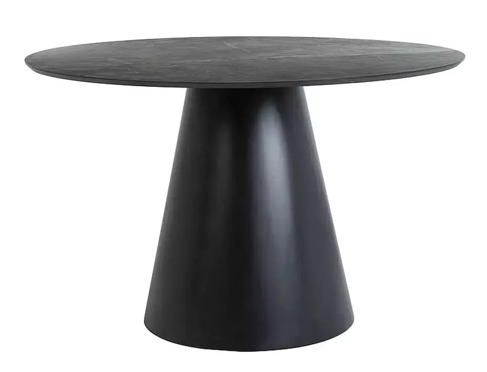 Stół okrągły ANGEL 120 szary efekt marmuru/czarna podstawa