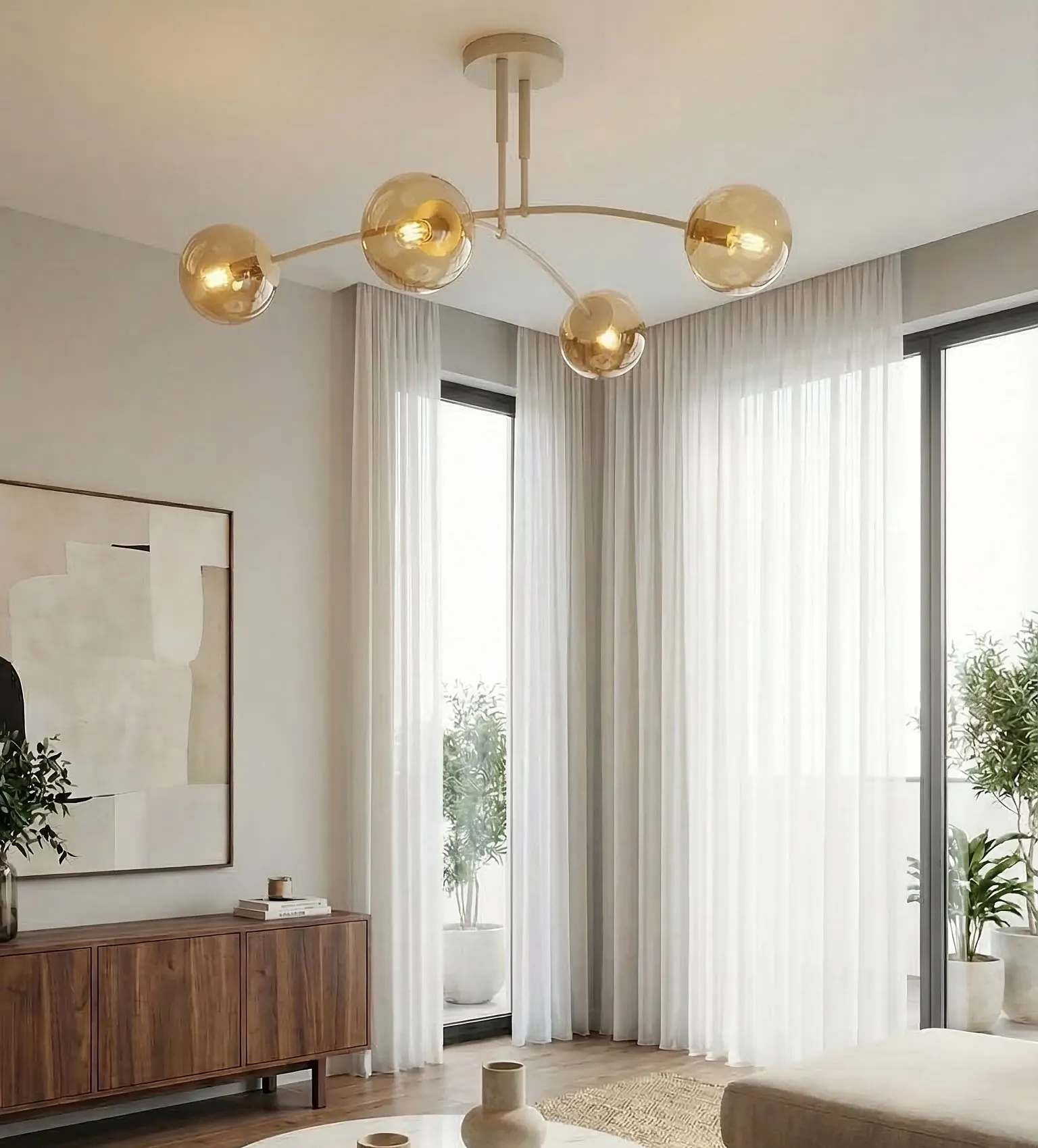 Lampa sufitowa PREGOS 4 MOKKA AMBER beżowa miodowy - 1686/4