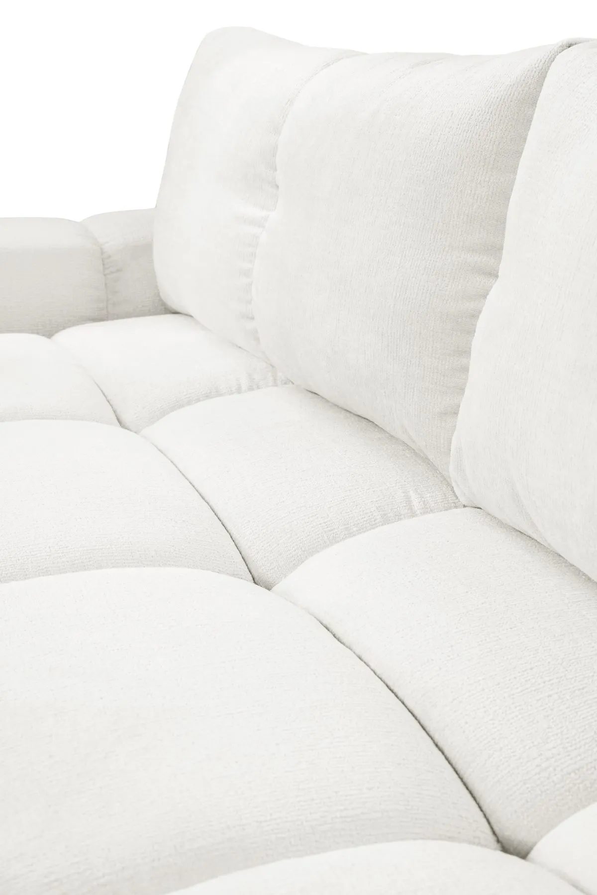 Sofa rozkładana z pojemnikiem SOHO 259 cm pikowana kremowa — zdjęcie 7