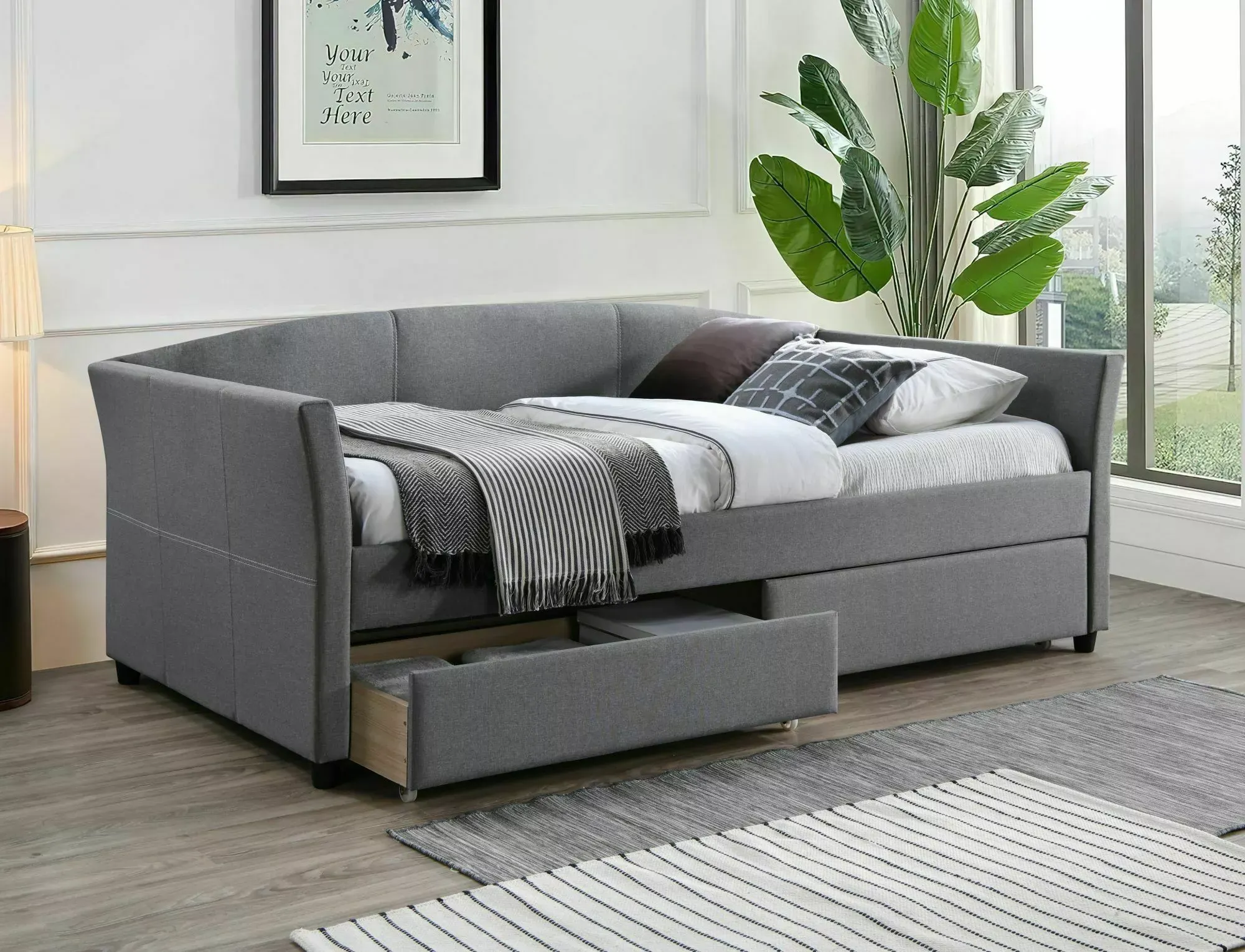 Łóżko z szufladami LANTA 90X200 Tap. szary - LANTA90SZ