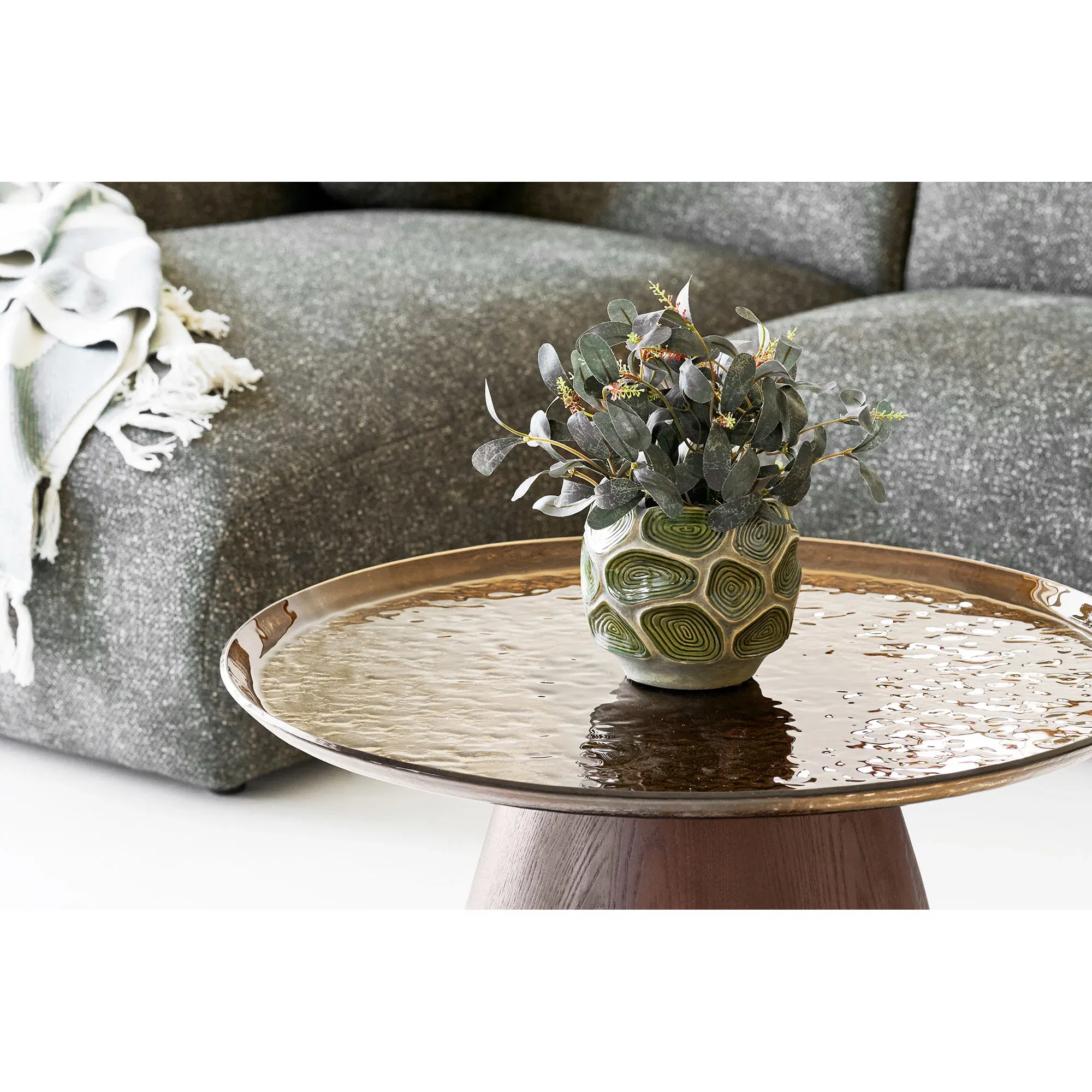 Doniczka ceramiczna 18cm zielono-brązowa — zdjęcie 2
