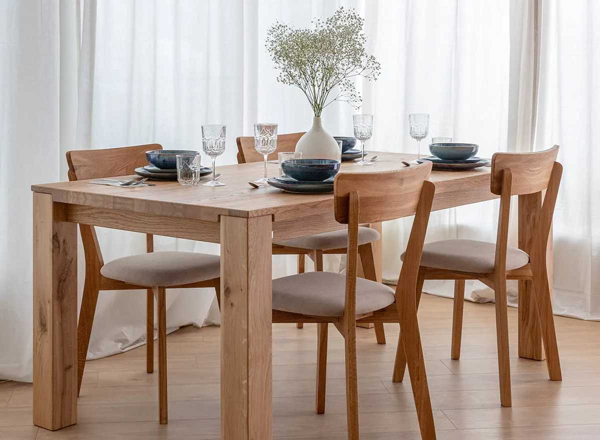 Stół dębowy GAIA 90x180, blat 4cm - dąb olejowany - GAIA90X180