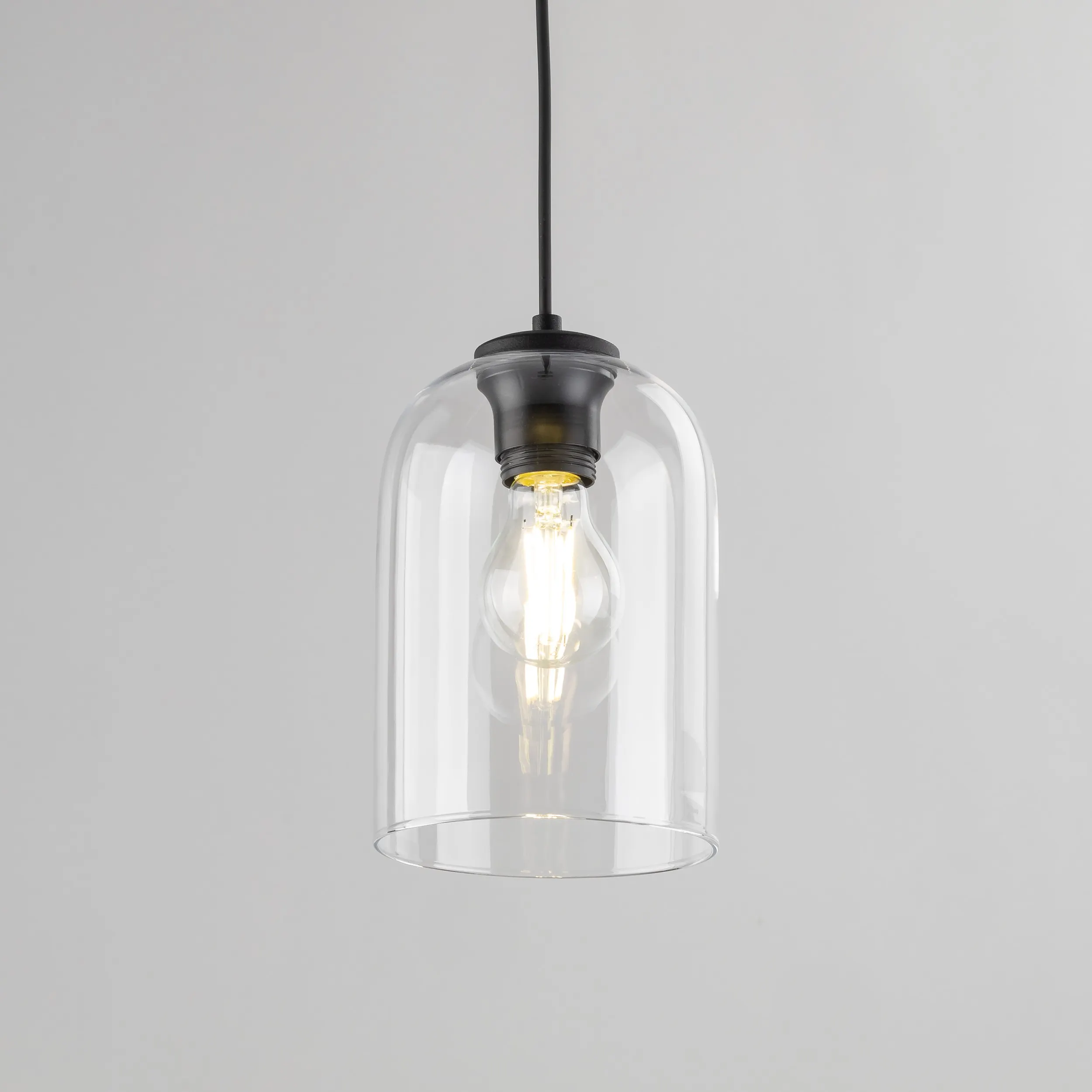 Lampa wisząca MOLLY czarna z transparentnym szklanym kloszem 160x14cm - TK_10300