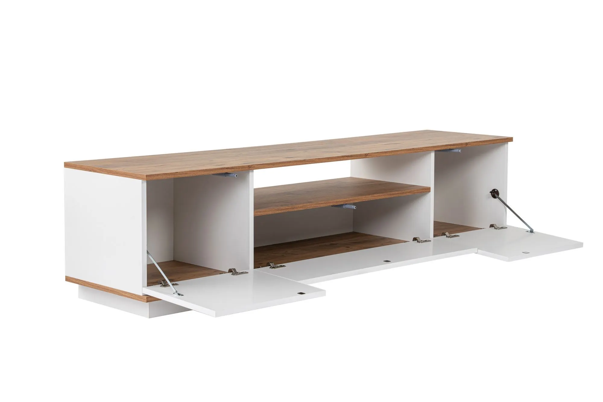 Szafka RTV 3-drzwiowa VERAMONT 180 cm biały sosna atlantycka - ASI_241NRD1302