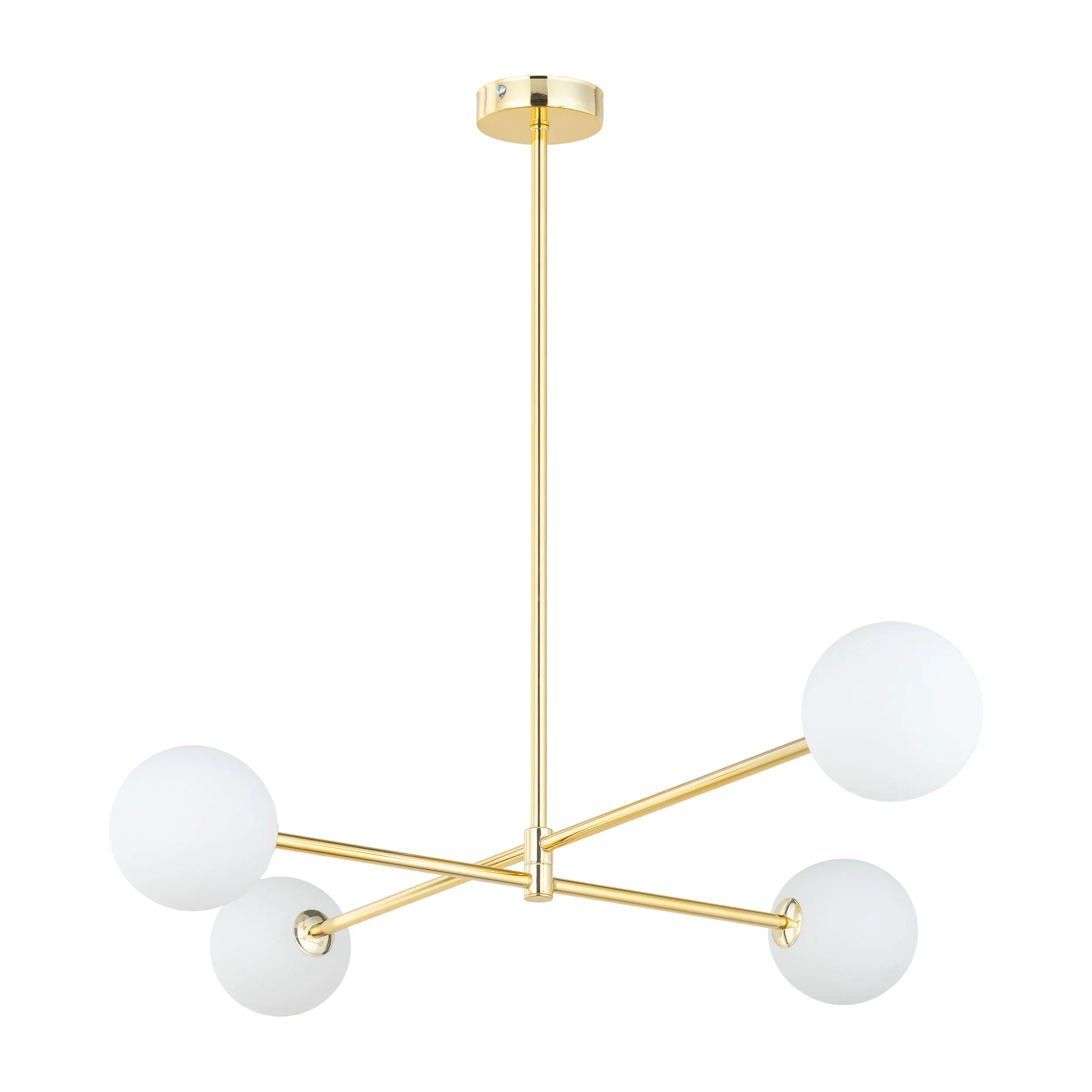 Lampa sufitowa SARIUS złota metalowa z białymi szklanymi okrągłymi kloszami 90x68x61cm