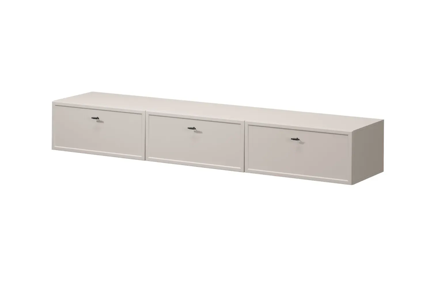 Szafka RTV wisząca z klapą i 2 szufladami LORINI 200 - cashmere uchwyt T-bar czarny