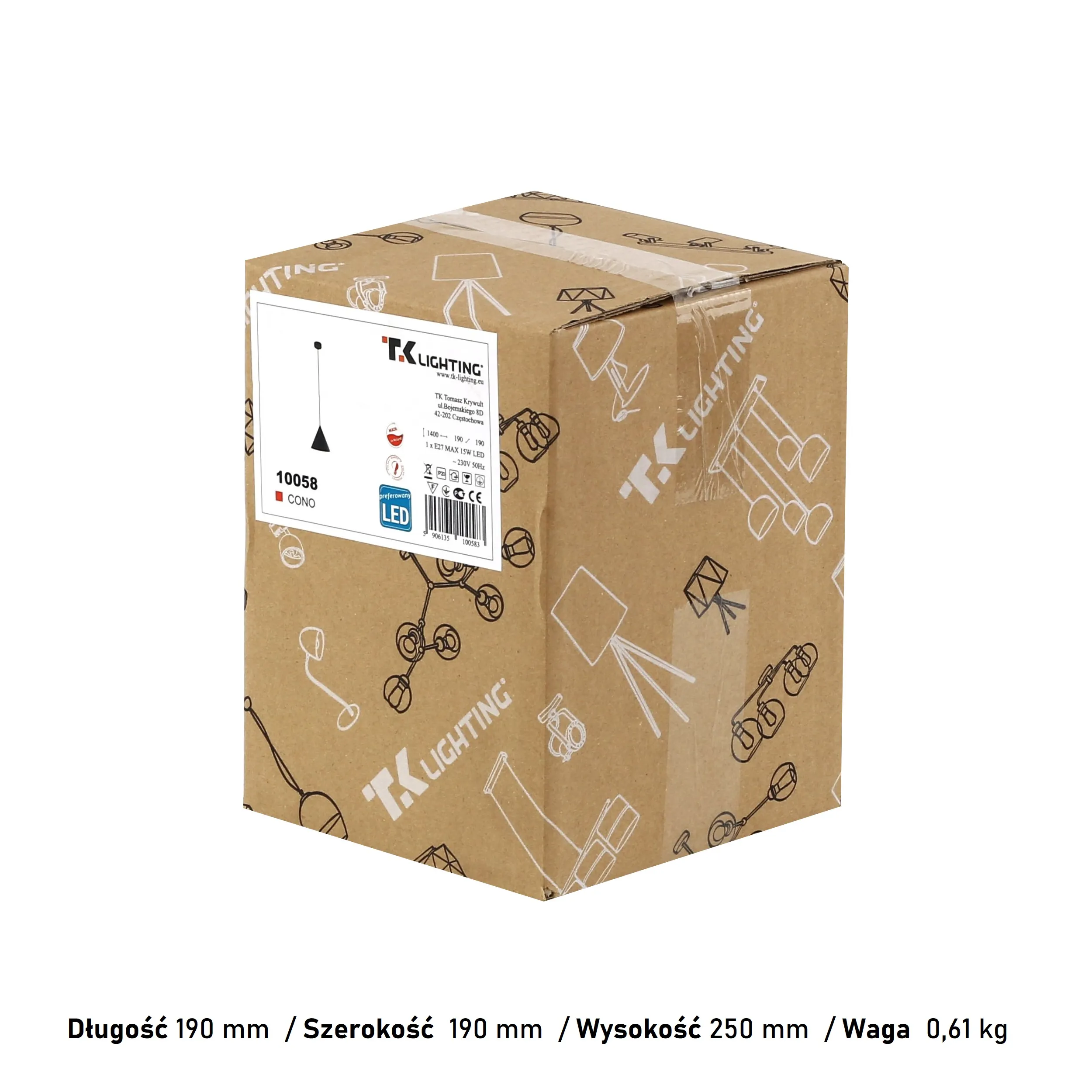 Lampa wisząca CONO S czarna 140x19cm - TK_10058