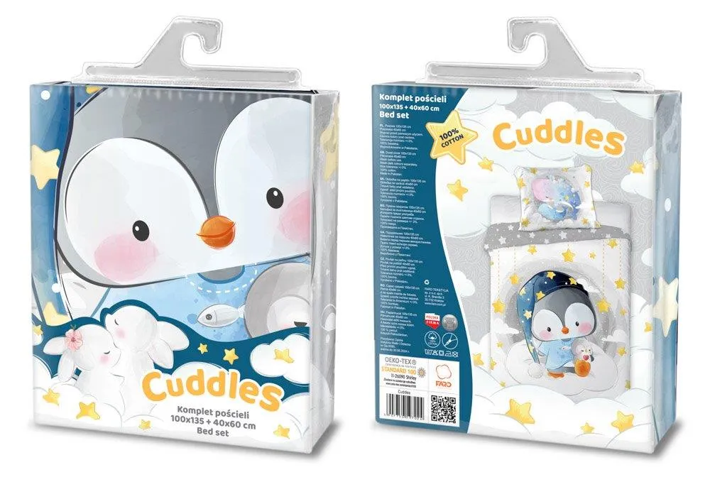 Pościel komplet dla dzieci PRZYTULAKI 005 bawełna 100X135+40X60 PINGWINEK wielokolorowy - FARO_24709