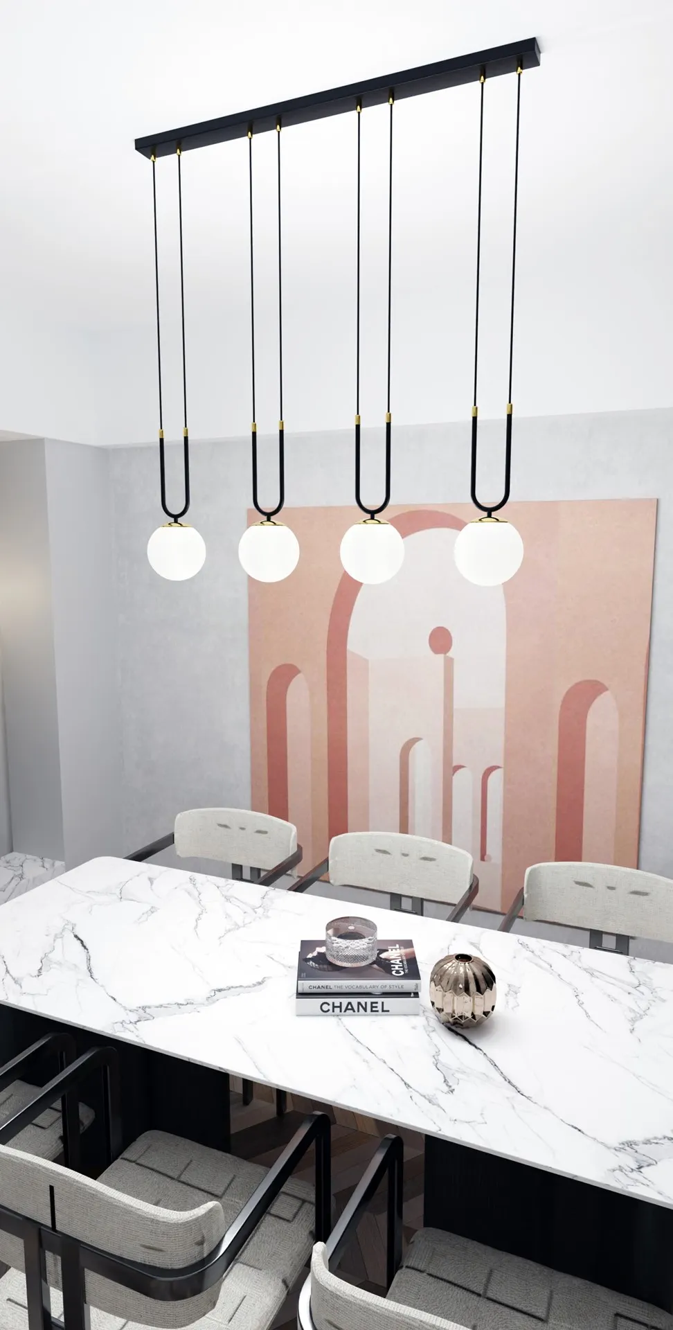 Lampa wisząca GLAM 4 czarny biały — zdjęcie 3