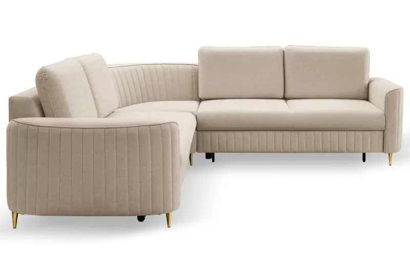 Narożnik rozkładany z pojemnikiem LAREN CASTEL 251 cm lewy cappuccino złote nóżki - LAREN_NAR_CASTEL15_L_ZŁ