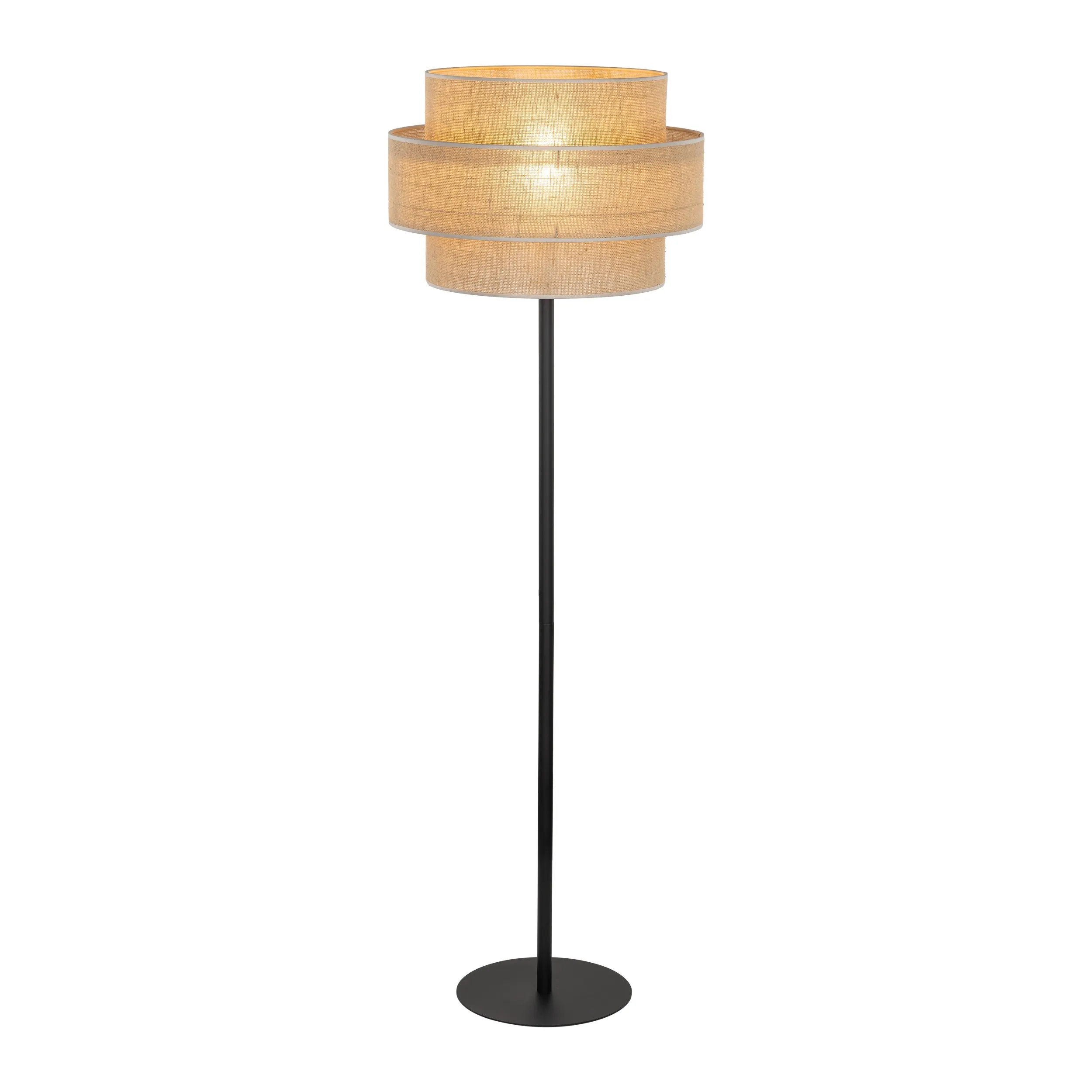 Lampa podłogowa CALISTO czarna brązowy abażur z tkaniny 159x50cm - TK_5405