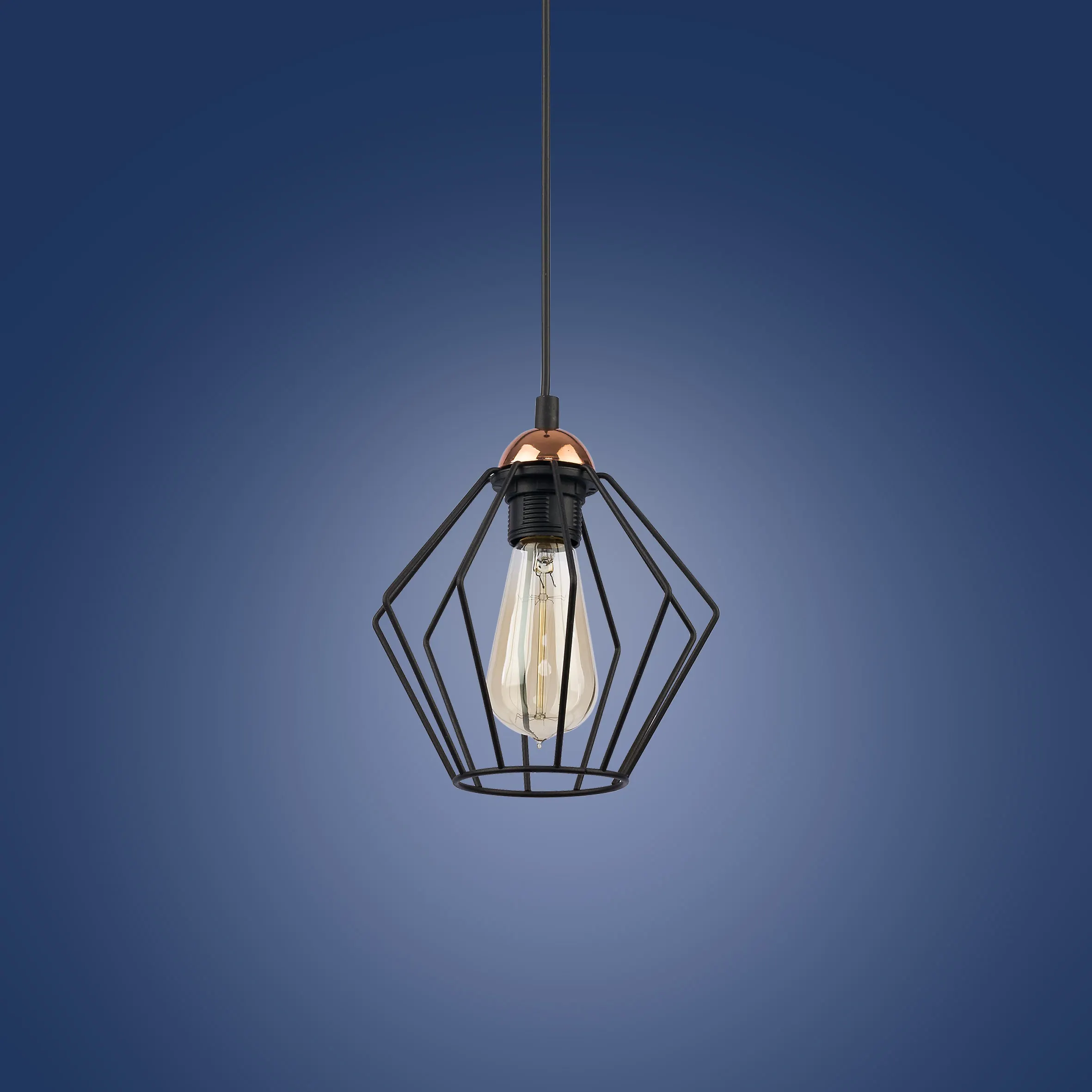 Lampa wisząca GALAXY czarna z miedzianym elementem 165x18cm - TK_1642