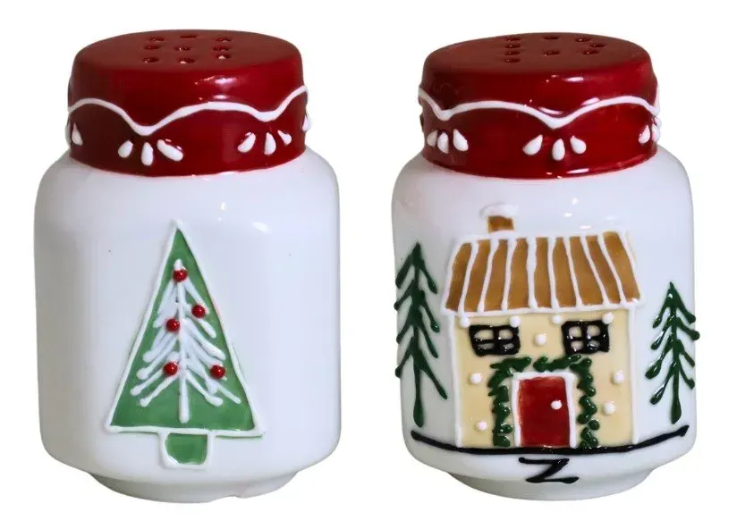 Zestaw świąteczny solniczka pieprzniczka wielokolorowe Zestaw świąteczny solniczka pieprzniczka wielokolorowe