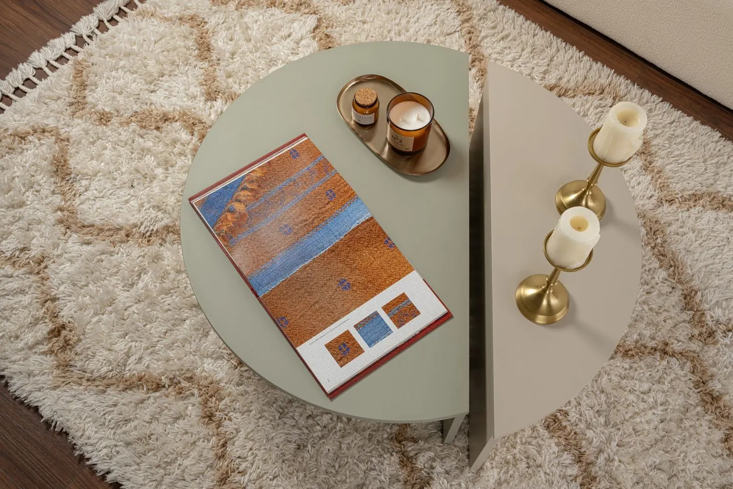 Stolik kawowy ORION 2-elementowy 90x90 piaskowy zielony - ASI_353NRD1118