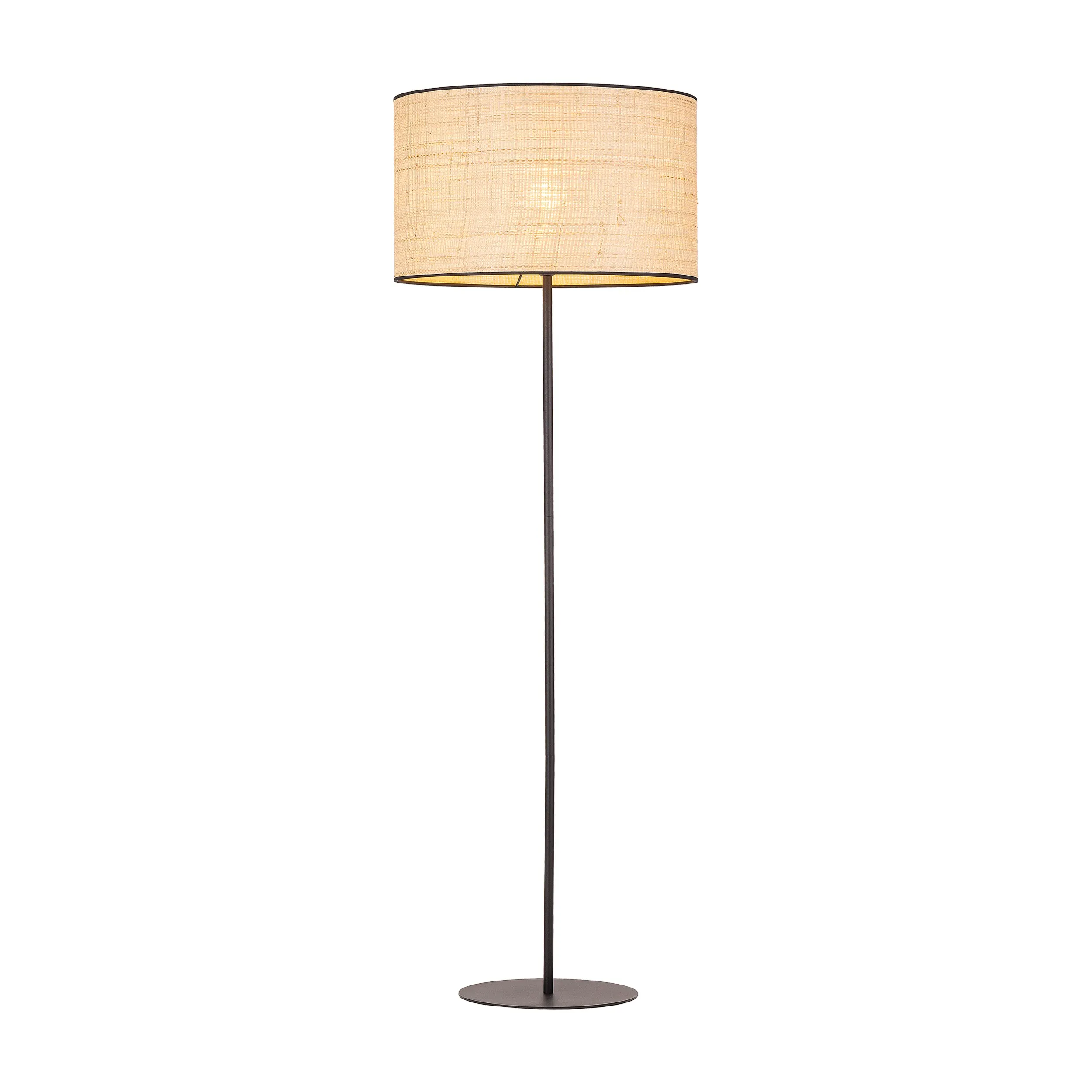 Lampa podłogowa LIBERIA czarna z brązowym kloszem z tkaniny okrągłym 159x50cm - TK_5161