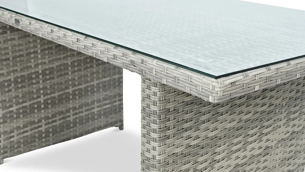 Narożnik ogrodowy modułowy IBIZA ze stołem i pufami technorattan szary - FG003361