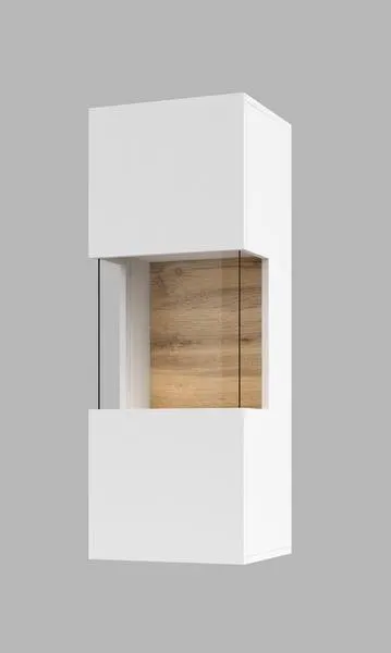 Witryna szklana wisząca AVA 95x36 biała dąb wotan