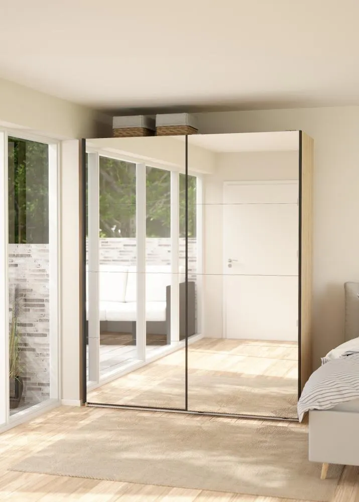 Szafa przesuwna 2-drzwiowa z lustrami BERGAMO 180 x 220 cm Jackson Hickory - TV_65200/15HLMI