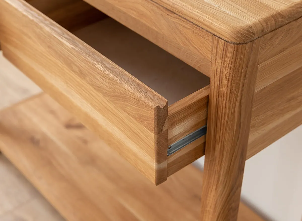 Dębowa konsola GIALO z szufladami I półką 90x33x78 - - 2SGIA23