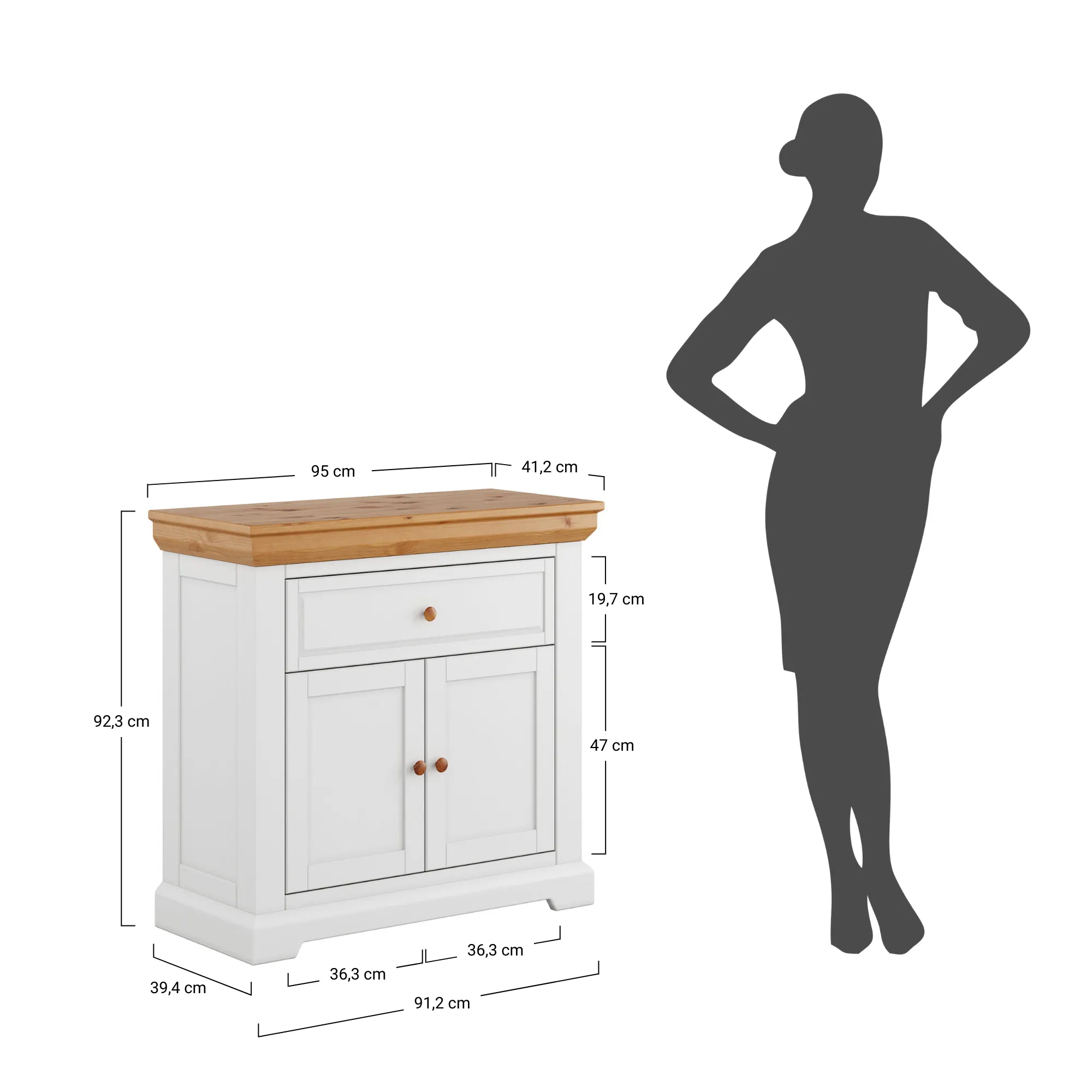 Komoda na buty MARONE ELITE 2-drzwiowa z szufladą - biał, złocisty - PLMEL25