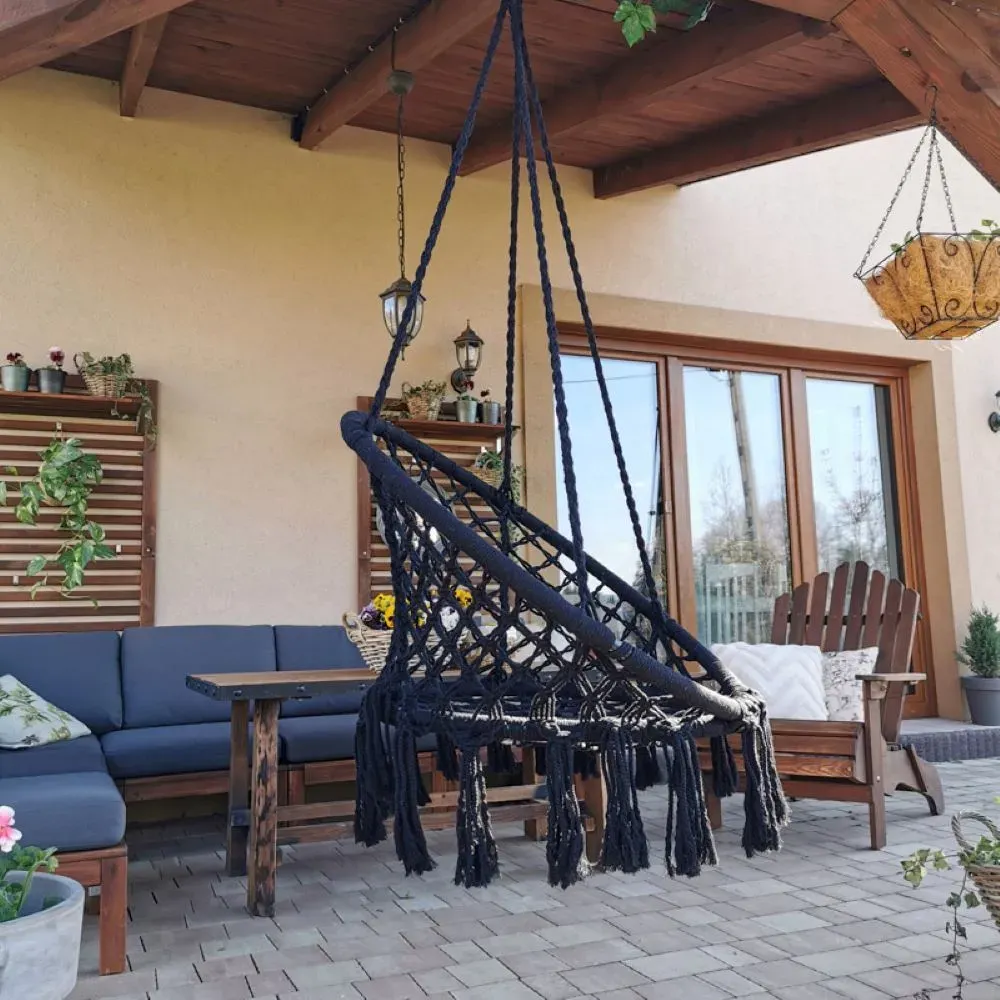 Fotel hamakowy BRASIL HOOP FI 60 cm czarny - MI_5902659146885