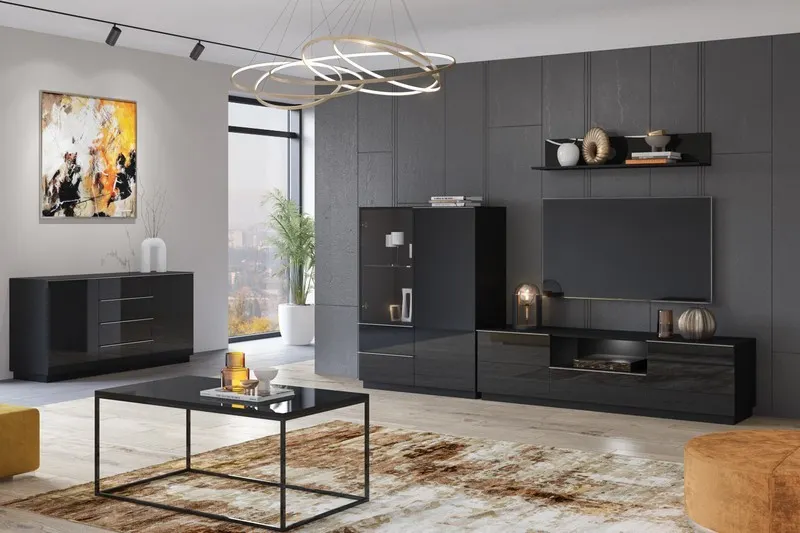 Półka HELIO 01 wisząca czarna 120x24x22cm - 24WWJW01