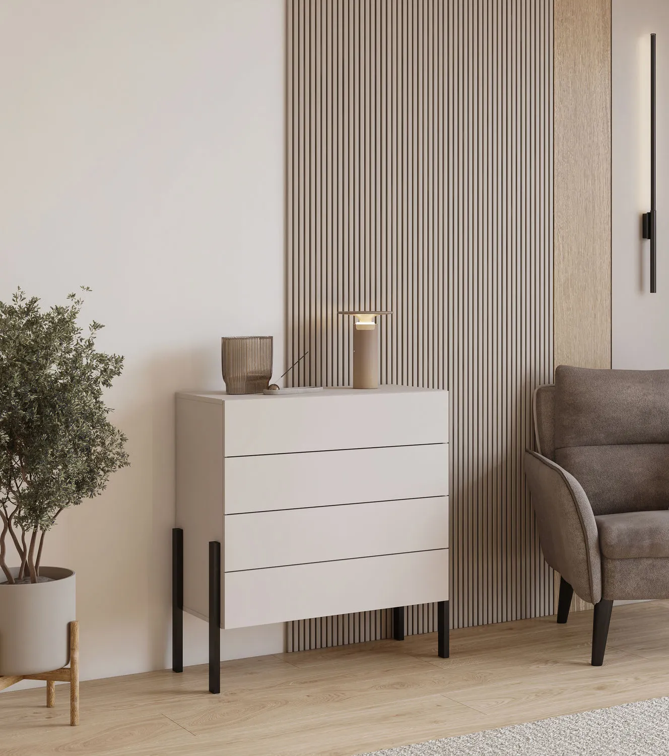 Komoda z szufladami JUKON S 84 cm kaszmirowa - 24KSND27