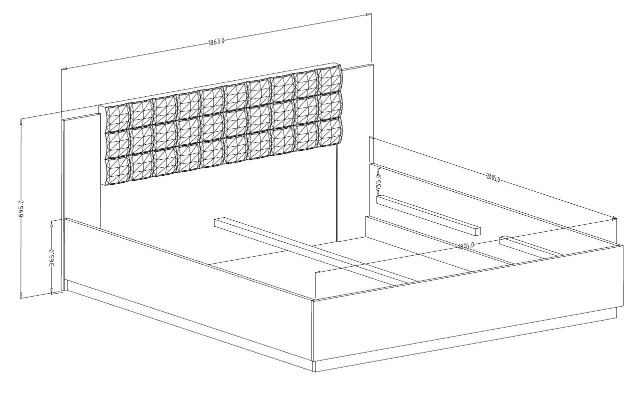 Łóżko SIGMA 32 z zagłówkiem tapicerowanym dąb flagstaf 180x200cm - 24FWLI32