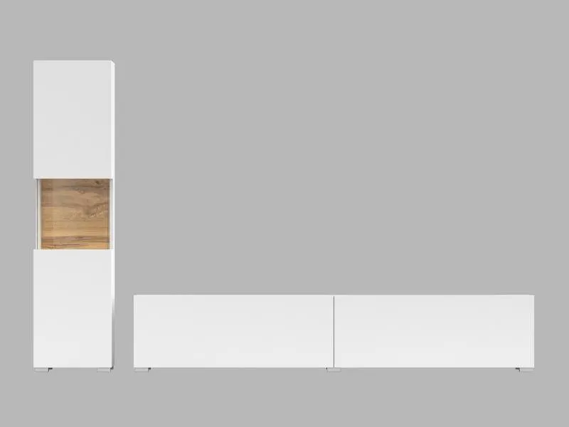 Meblościanka AVA stojąca/wisząca biała dąb wotan - 249NLM09