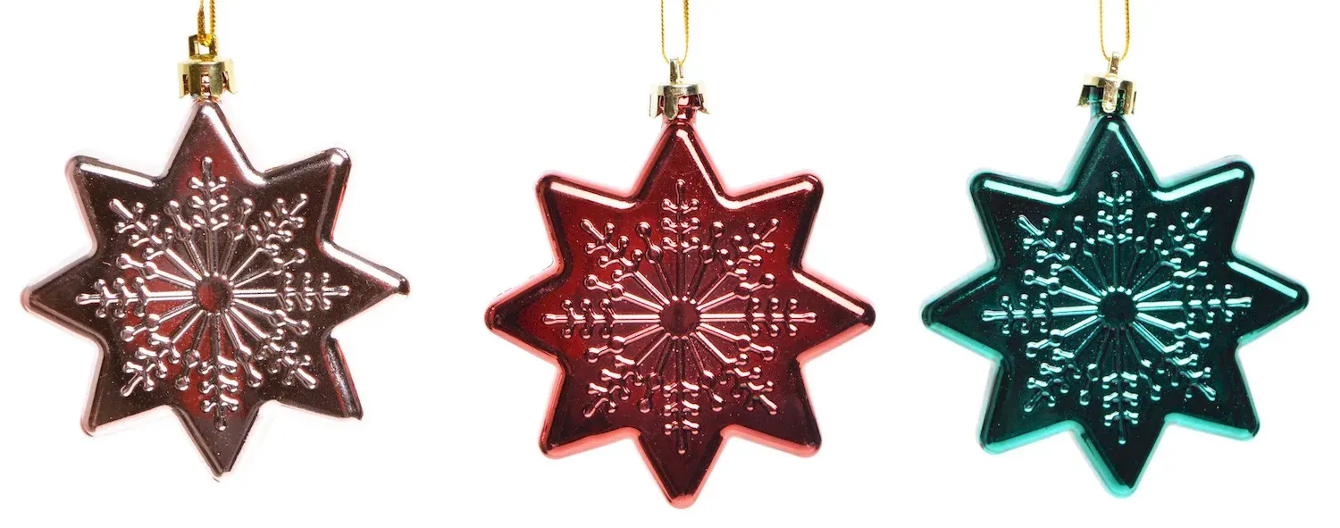 Komplet 3 zawieszek GWIAZDKI 4126 czerwony zielony złoty