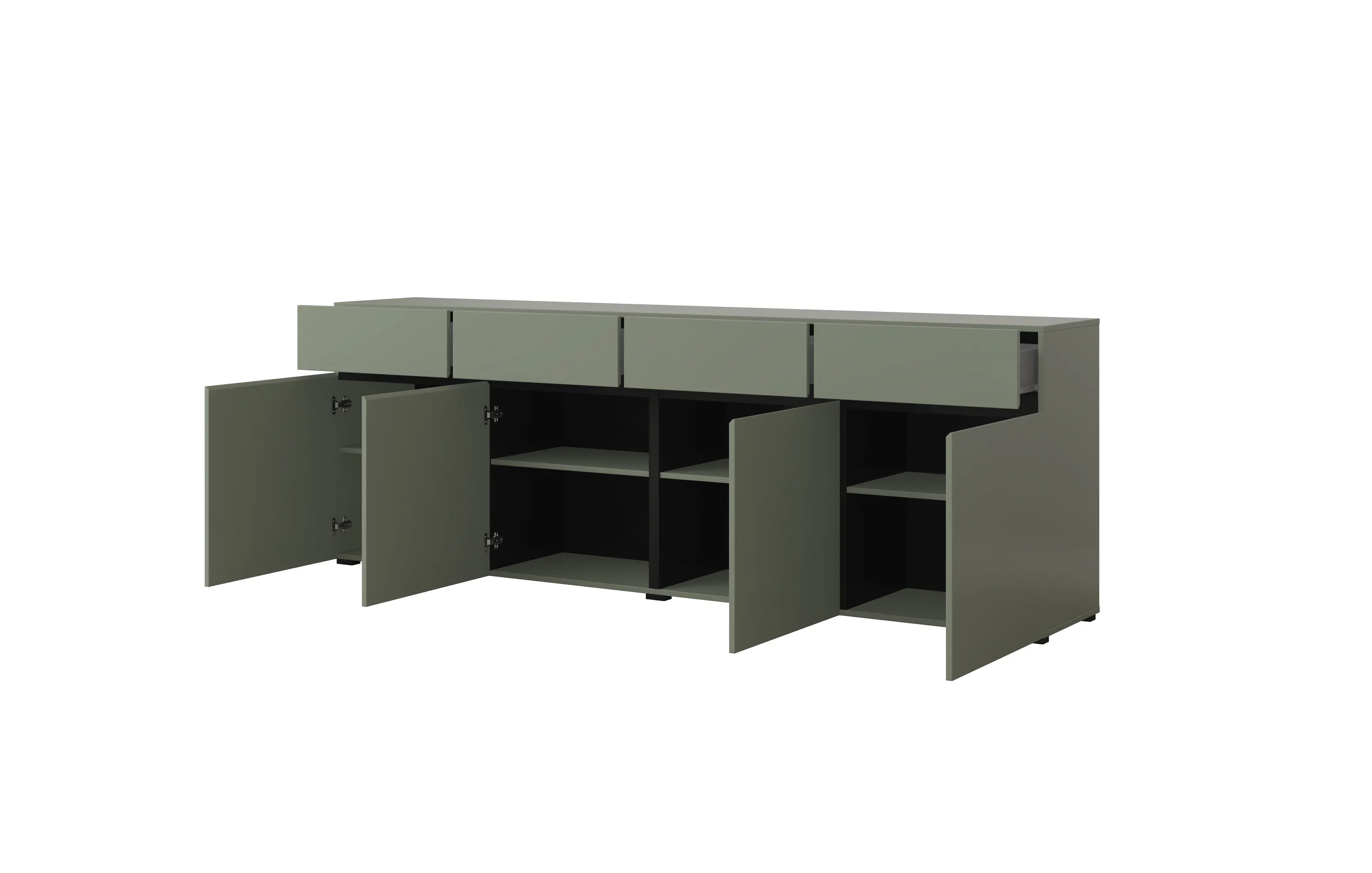 Komoda 4-drzwiowa z szufladami CROSS 225 cm zielona - 24GWMY25