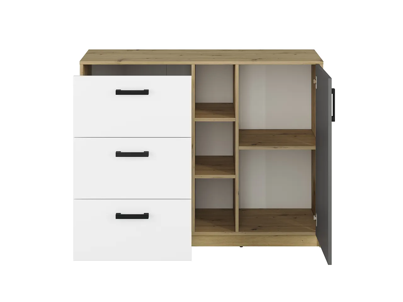 Komoda młodzieżowa FINI 06 biały, antracyt, dąb artisan - 1FINI06-001