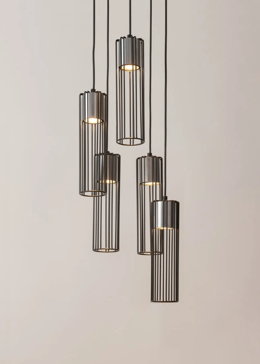 Lampa wisząca FOBIA 5 czarno-srebrna - SI_33460