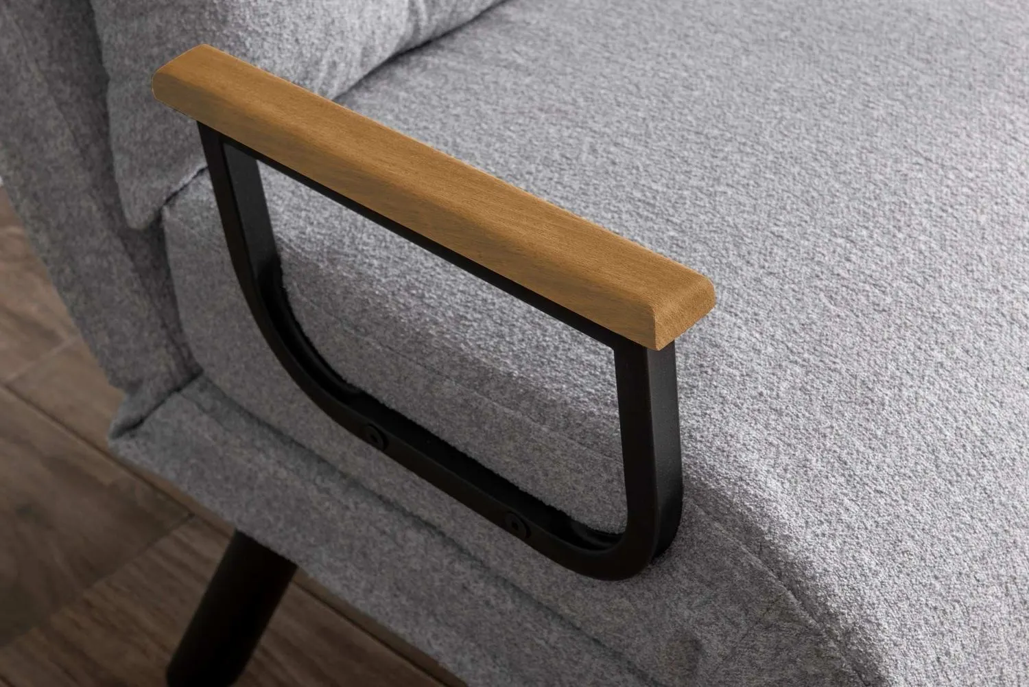 Fotel z funkcją spania SANDO tkanina Teddy jasnoszara - ASI_859FTN2835