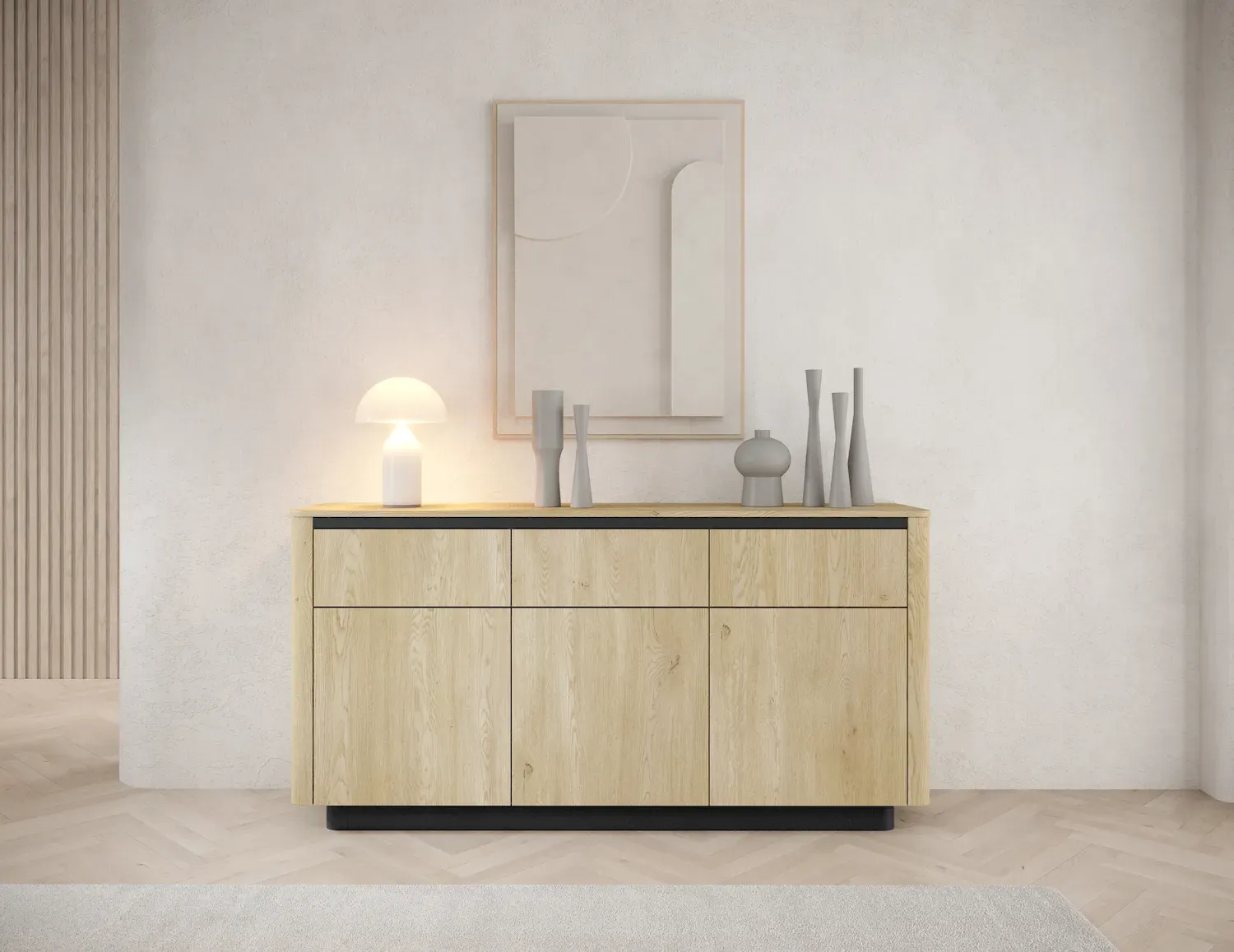 Komoda 3-drzwiowa z 3 szufladami TORRO 163 dąb cremona czarny - LA_TORRO_KOMODA_163_3D3S