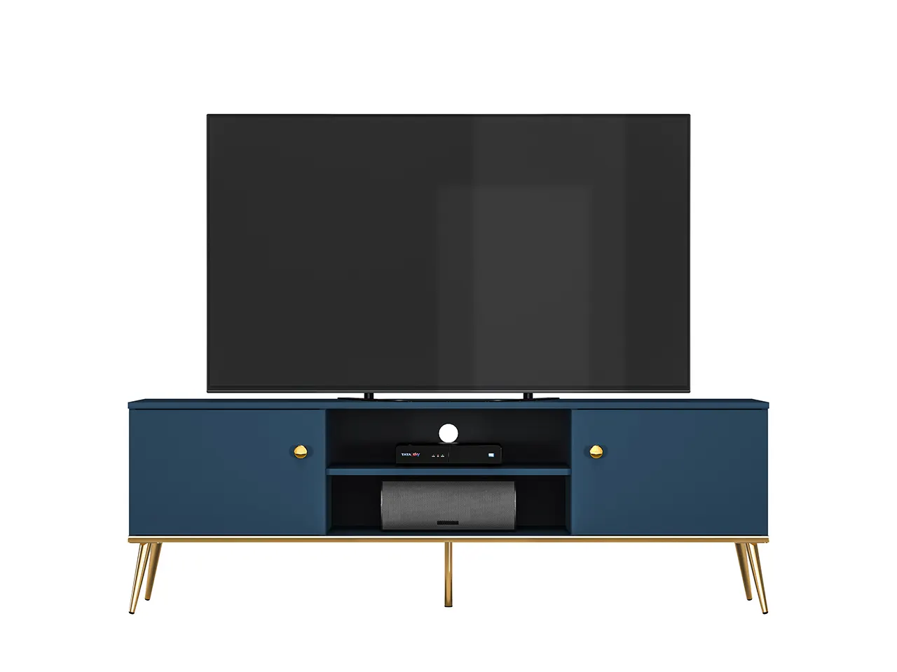 Szafka RTV 2-drzwiowa MARINE 05 błękit ciemny, złoty - 1MARI05-001