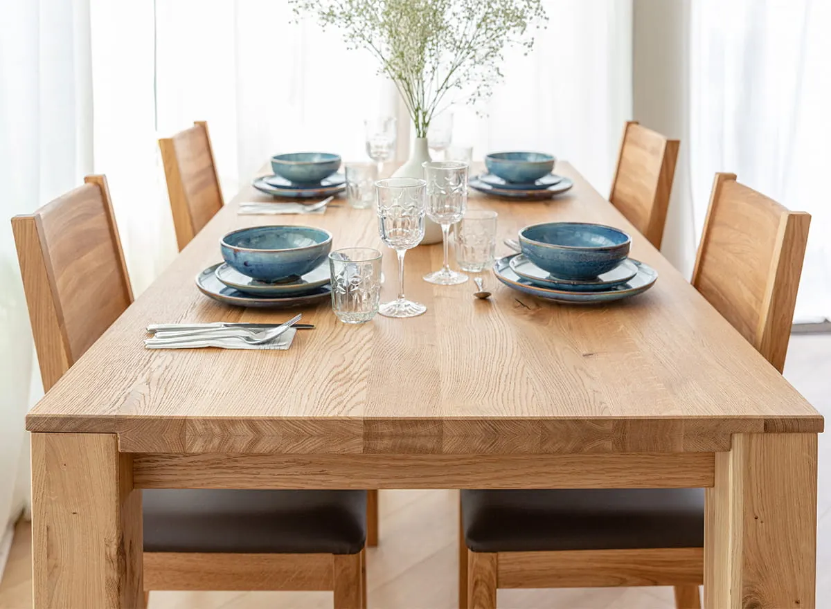 Stół dębowy GAIA 90x180, blat 4cm - dąb olejowany - GAIA90X180