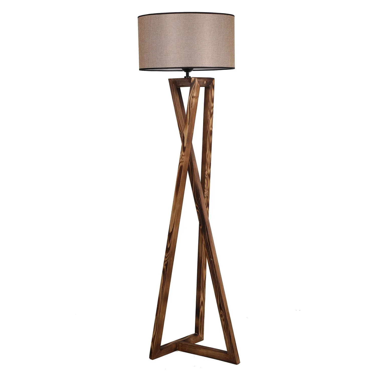 Lampa podłogowa na drewnianej podstawie MACKA ciemnobeżowa kolor podstawy naturalny Lampa podłogowa na drewnianej podstawie MACKA ciemnobeżowa kolor podstawy naturalny