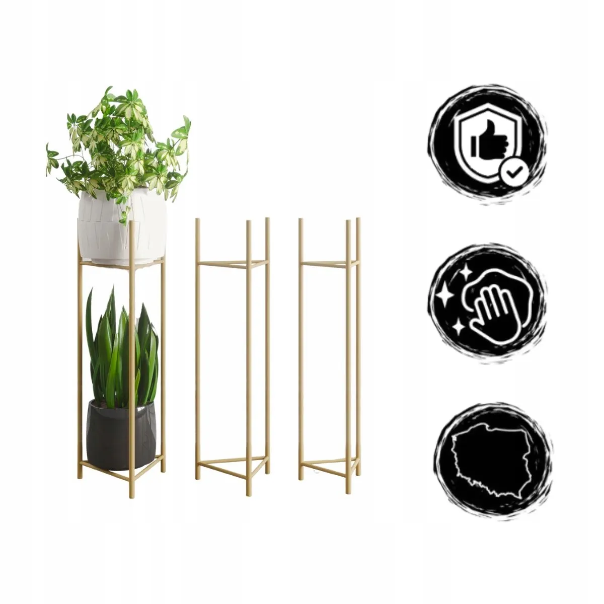 Kwietnik-stojak na donice METZ M metalowy złoty - LD_TZ000024