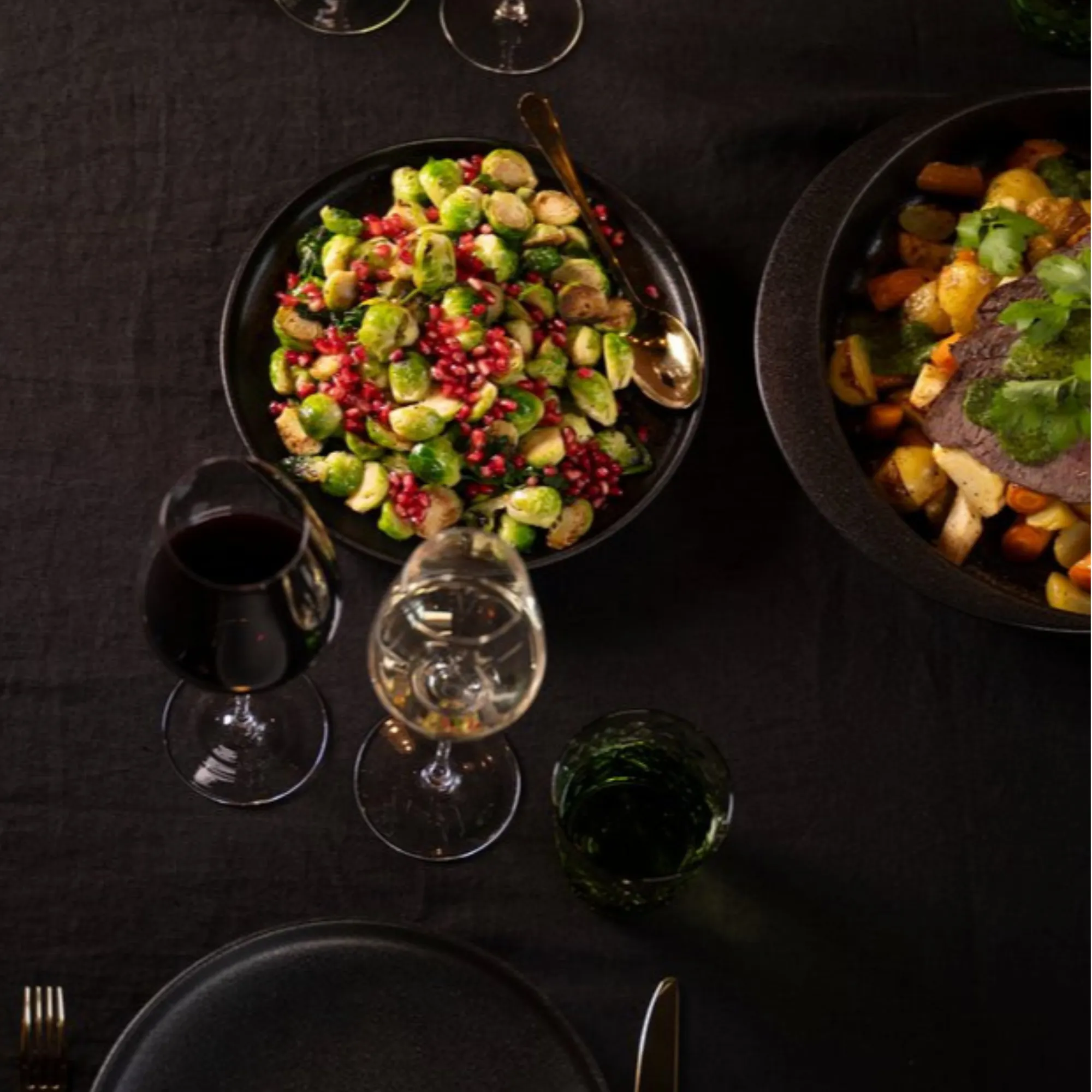 sałatka, brukselka, granat, czerwień, wine