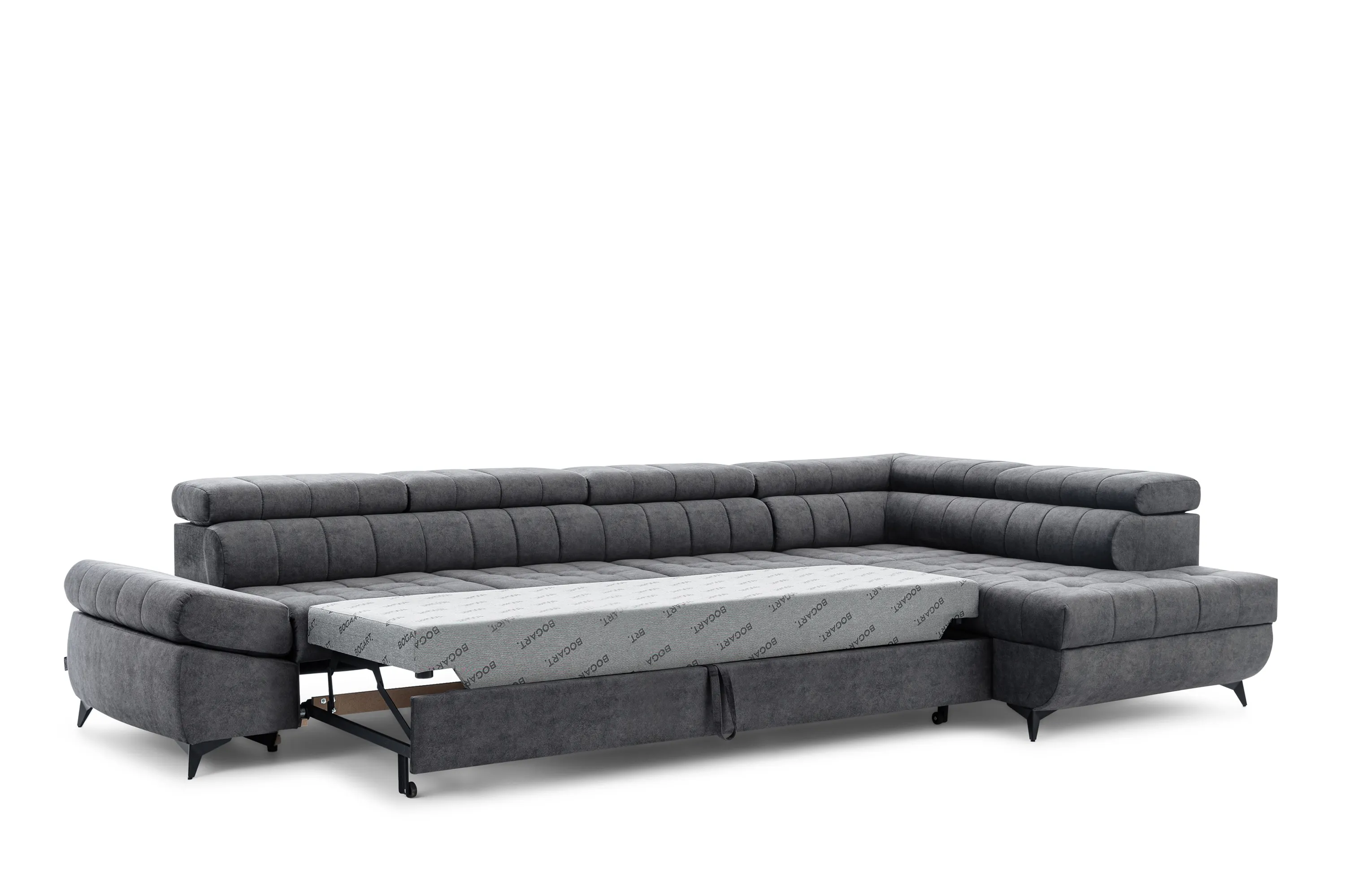 Narożnik prawostronny VALORIS MAXI regulowane zagłówki i podłokietniki tkanina Zetta 305 grafitowy - B_168597