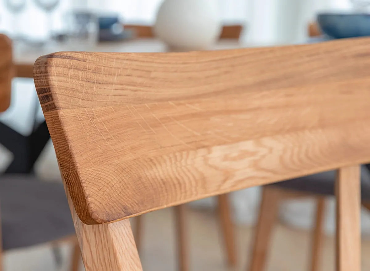 Krzesło drewniane LEON grafitowe siedzisko dąb olejowany - KULKLM85