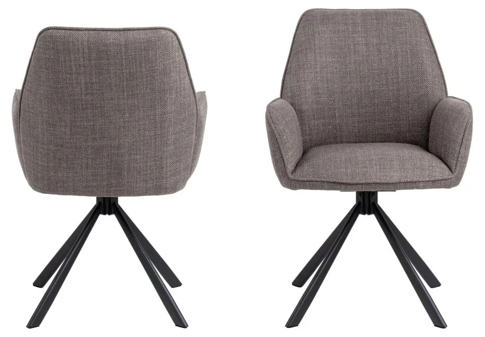 Krzesło obrotowe z podłokietnikami DOMINO Szarobrązowy, Czarny ( zestaw 2 sztuk ) - 0000103739