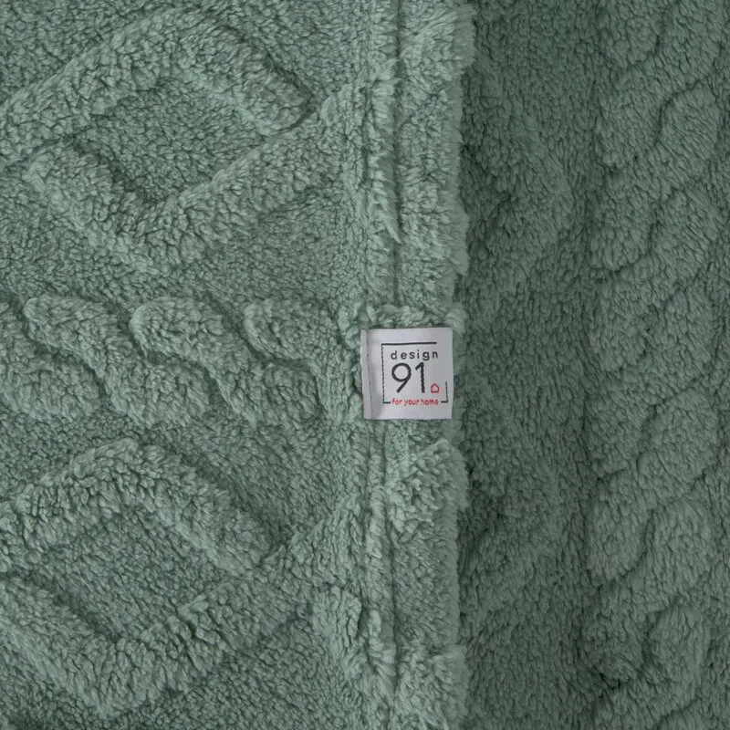 Koc trójwymiarowy D91 WARKOCZ 200 X 220 cm Miętowy — zdjęcie 8