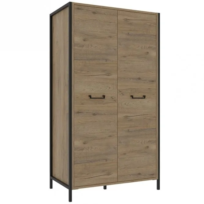 Szafa 2-drzwiowa z drążkiem i półkami ORIENTAL TREE Dąb Bartex, czarny