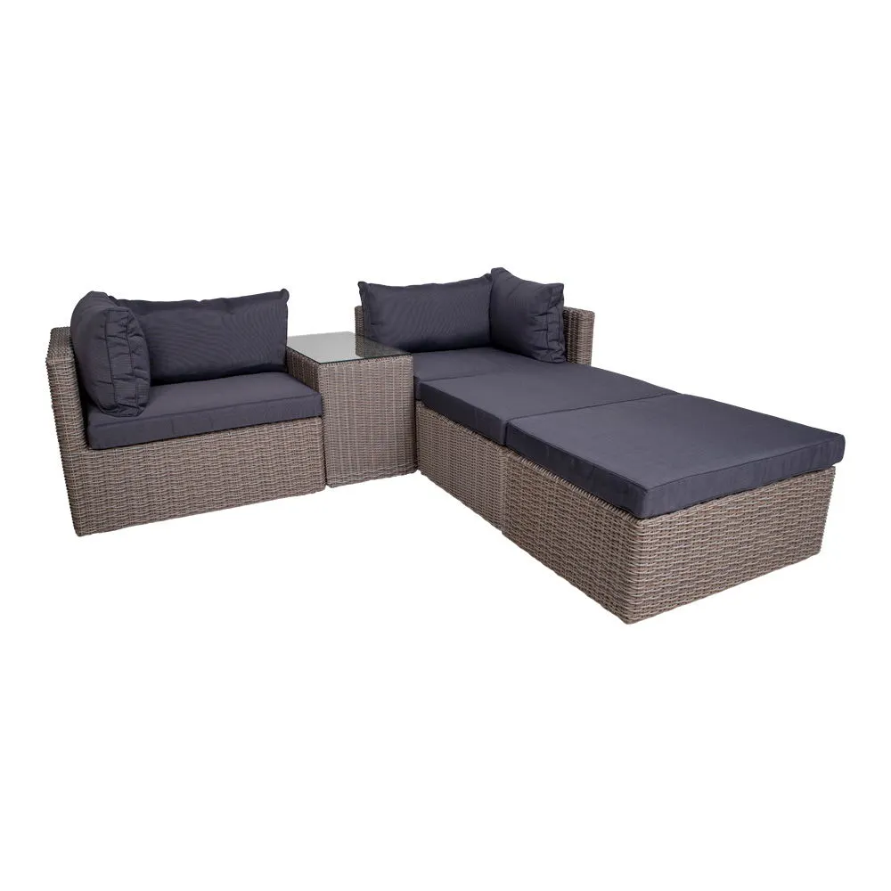 Zestaw ogrodowy modułowy ROSSI stolik kawowy+ sofa szary - 7701010