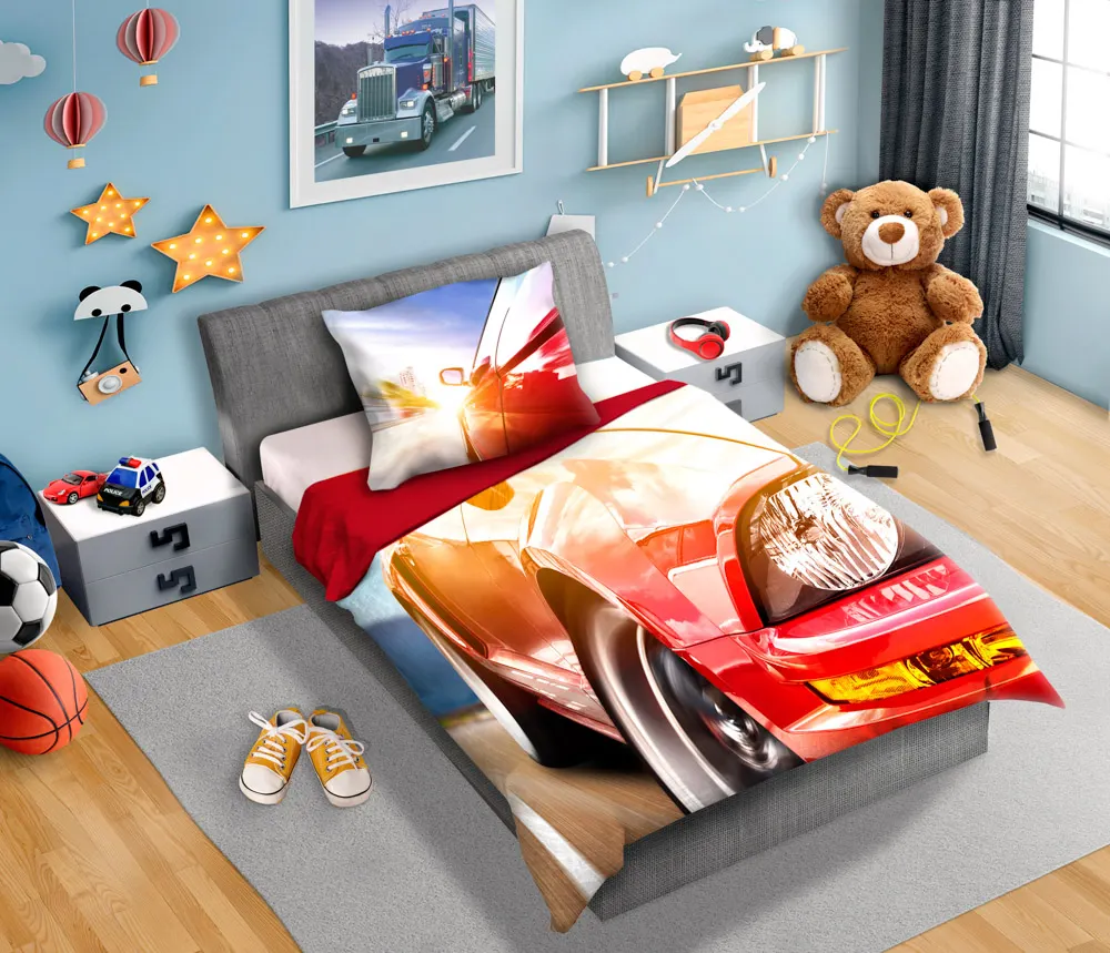 Pościel komplet TURBO 4X4 003 bawełna 160X200+70X80 auto - FARO_20962