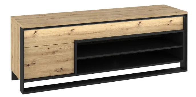 Szafka RTV 155cm LED Quant QA-04 dąb artisan/czarny Szafka RTV 155cm LED Quant QA-04 dąb artisan/czarny