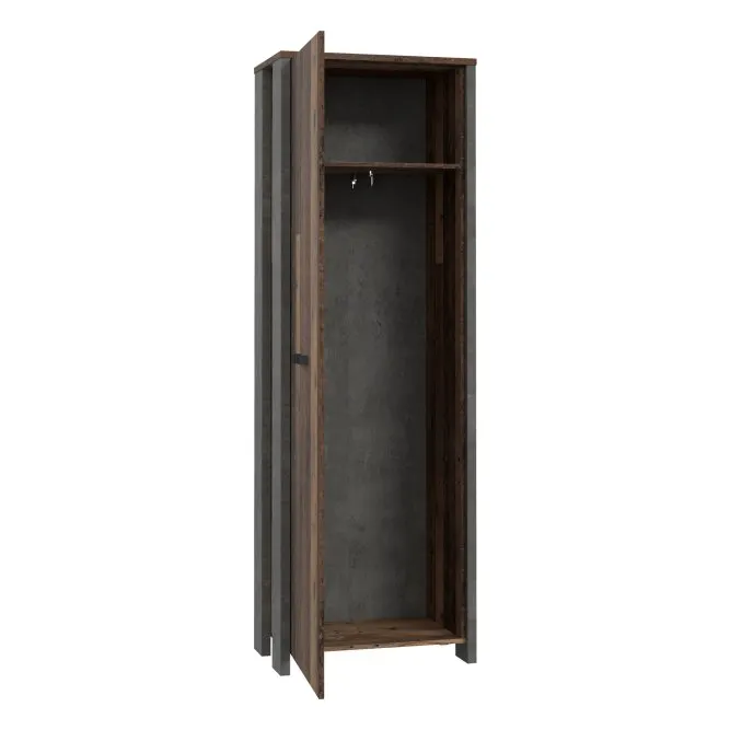 Szafa CLIF 1-drzwiowa 67 cm, old wood vintage, beton