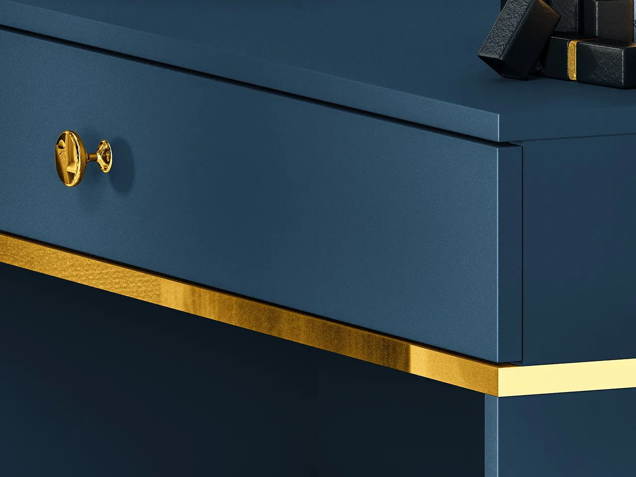 Toaletka z szufladą MARINE 09 błękit ciemny, złoty - 1MARI09-001